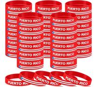 Leitee 60 Pcs Puerto Rico Bracelets Puerto Rico Souvenirs Gifts Silicone Pr Flag Party Favors Rubber Wristbands Bulk for Pr Patriotic Anniversary Veterans Day National Day