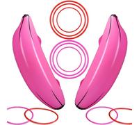 Leitee 8 Pcs Inflatable Banana Ring Toss Game Include 2 Pieces 26" Banana with 6 Pieces Plastic Toss Rings for Bridal Shower Decorations for Engagement Party Swimming Pool Decorations (Pink)