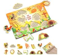 Leitee Easter Story Wooden Puzzle Set Jesus Resurrection Scene Storytelling Puzzle Gift with Storage Bag Religious Easter Basket Stuffer for Christian Sunday School Church Learn Activity Party Favors