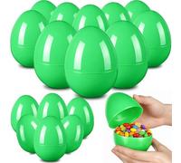 Leitee Green 24 Pcs Plastic Easter Eggs 4 Inch Large Blank Paintable Eggs Detachable DIY Decoration for Easter Basket Stuffers Fillable Hunting Treats Party Favor Gift