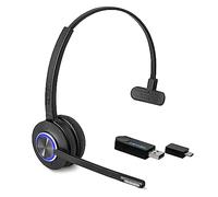 Leitner LH470 - Wireless Work Headset with Microphone - Zoom and Teams Headset - USB Dongle Headset for Softphone, Computer, Laptop, and Tablet - Single or Dual-Ear Wearing Style