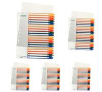 Leitz 1-20 Index, A4, PC Printable, Heavy Duty Plastic, Extra Wide, White/Multi-Coloured, 12960000 (Pack of 5)