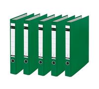 Leitz 10140055 Plastic Ring Binder Without Slots A4, Pack of 5, Green, 3.5 cm Spine Width, PP Laminated Cover