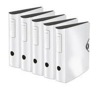 Leitz 10471001 A4 180° Active Solid Folder with Rounded Spine for up to 500 A4 Sheets Approx 8.2 cm Spine Width Elastic Fastener Made of Durable Polyfoam White