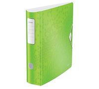 Leitz 11060054 A4 Lever Arch File Active, Curved Spine 82mm Width, Elastic Fastening, Light Polyfoam, WOW Range, Green