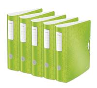 Leitz 11060054 A4 Lever Arch File Active, Curved Spine 82mm Width, Elastic Fastening, Light Polyfoam, Wow Range, Green