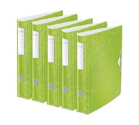 Leitz 11070054 A4 Lever Arch File Active, Curved Spine 65 mm Width, Elastic Fastening, Light Polyfoam, Wow Range, Green