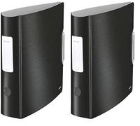 Leitz 11080094 Multifunction Folder (A4, Round Back (8, 2 cm Wide) Elastic Band Closure, Plastic, Active Style) Satin Black (Pack of 2)