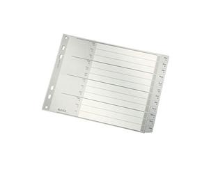 Leitz 12880085 A4 Index Dividers Cardboard Cover and 20 Plastic Dividers with Monthly Print Dec-Jan, Half Height and Extra Width, Grey