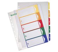 Leitz A4 1-5 Index, PC-Printable, Heavy Duty Plastic, Standard colours - White/M