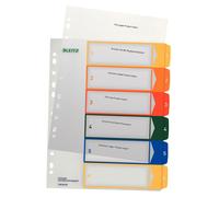 Leitz 12920000 A4 1-6 Index, PC-Printable, Heavy Duty Plastic, White/Multicolour