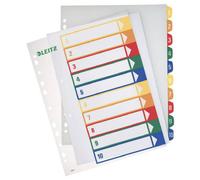Leitz A4 1-10 Index, PC-Printable, Heavy Duty Plastic, White/Multicolour