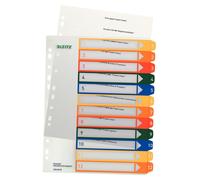 Leitz 12940000 A4 1-12 Index, PC-Printable, Heavy Duty Plastic, White/Multicolou