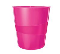 Leitz 15 Litre Waste Bin, Plastic, Wow Range, Metallic Pink