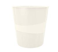 Leitz 15 Litre Waste Bin, Plastic, WOW Range, Pearl White