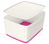Leitz 18 Litre Storage Box with Lid, waterproof ABS, Pink Metallic