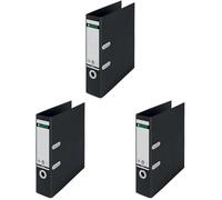 Leitz 180° Lever Arch File, A4, 80mm Spine Width, 100% Recyclable, Eco Friendly, Premium Quality, Recycle Range, 10180095, Black (Pack of 3)