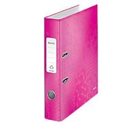 Leitz 180° WOW Narrow Lever Arch File A4 50 mm Pink 2 Rings 1006 Laminated Cardboard Portrait