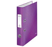 Leitz 180° WOW Narrow Lever Arch File A4 50 mm Purple 2 Rings 1006 Laminated Cardboard Portrait Pack of 10