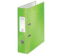 Leitz 180° WOW Wide Lever Arch File A4 80 mm Green 2 Rings 1005 Laminated Cardboard Portrait