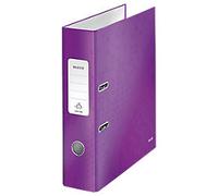 Leitz 180° WOW Wide Lever Arch File A4 80 mm Purple 2 Rings 1005 Laminated Cardboard Portrait