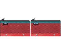 Leitz 2 Pocket Pencil Case Wallet with Eyelets, Red, Urban Chic Range, 60130020 (Pack of 2)