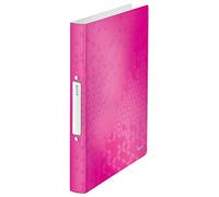Leitz 2 Ring Binder, Holds up to 190 Sheets, Wow Range, 25 mm Spine, 42570023 - A4, Pink Metallic
