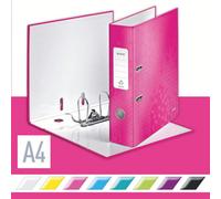 Leitz 291618 Lever Arch File, Pack Of 10, Metallic Pink, A4, 80mm Spine, Wow Range