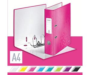 Leitz 291618 Lever Arch File, Pack of 10, Metallic Pink, A4, 80mm Spine, WOW Range