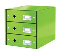 Leitz 60480054 A4 Drawer Cabinet, 3 Drawers, Click and Store, WOW Range, Green