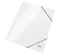 Leitz 3-Flap Folder, Holds up to 150 A4 Sheets, Elastic Closure, Cardboard, White, WOW Range, 39820001