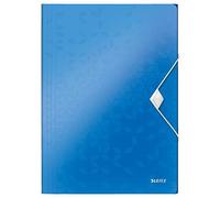 Leitz 3-Flap Folder, Holds up to 150 A4 Sheets, Elastic Closure, Flexible Plastic, Blue metallic, WOW Range, 45990036