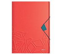 Leitz 3-Flap Folder, Holds up to 150 A4 Sheets, Elastic Closure, Flexible Plastic, Red, Urban Chic Range, 46490020