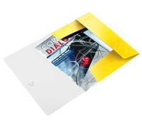 Leitz 3-Flap Folder, Holds up to 150 A4 Sheets, Elastic Closure, Flexible Plastic, Yellow, WOW Range, 45990016