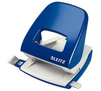 Leitz 30 Sheet Blue Ergonomically Designed Hole Punch with Guide Bar | Sturdy Metal Hole Punch for Everyday Use at Home, The Office or School, Easy to Empty Hinged Waste Box