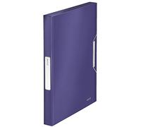 Leitz 39560069 Box File, Holds up to 250 A4 Sheets, Elastic Closure, Flexible Plastic, Titan Blue, Style Range