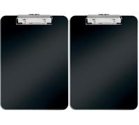 Leitz 39710095 A4 Clipboard, Rigid Plastic, Wow Range, Black (Pack of 2)