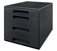 Leitz Drawer Cabinet, 4 Drawers, A4, 100% Recyclable, Climate Compensated, Blue Angel Certified, Recycle Range, Black, 53720095