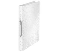 Leitz 4 Ring Binder, Holds up to 190 Sheets, Wow Range, 25 mm Spine, 42580001 - A4, White