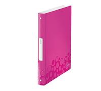 Leitz 4 Ring Binder, Holds up to 190 Sheets, Wow Range, 25 mm Spine, 42580023 - A4, Pink Metallic