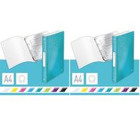 Leitz 4 Ring Binder, Holds up to 190 Sheets, Wow Range, 25 mm Spine, 42580051 - A4, Ice Blue (Pack of 2)