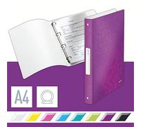 Leitz 4 Ring Binder, Holds up to 190 Sheets, Wow Range, 25 mm Spine, 42580062 - A4, Purple