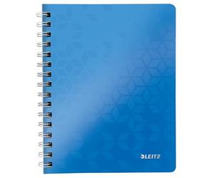 Leitz 41390031 A5 Flexible Cover Notebook, Blue (Wire Bound, 80 Sheets, Ruled, 90 gsm Ivory Paper, Wow Range), Pack of 1