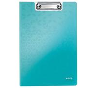 Leitz 41990051 A4 Clipfolder with Cover, Lightweight Polyfoam, WOW Range, Metallic Ice Blue