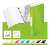 Leitz 42580054 A4 4 Ring Binder, Holds Up to 190 Sheets, WOW Range, 25 mm Spine, Green