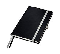 Leitz 44850094 A5 Hard Cover Notebook, Satin Black (80 Sheets, Ruled, with 2 Bookmarks, 100 gsm Ivory Paper, Style Range)