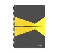 Leitz 44960015 A4 Stiff Cover Notebook, Yellow (Wire Bound, 90 Sheets, Ruled, 1 Bookmark, 90 gsm Ivory Paper, Office Range)