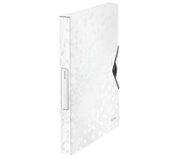 Leitz 46290001 Box File, Holds up to 250 A4 Sheets, Elastic Closure, Flexible Plastic, White, WOW Range