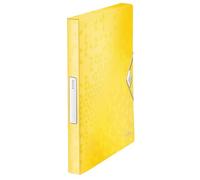 Leitz 46290016 Box File, Holds up to 250 A4 Sheets, Elastic Closure, Flexible Plastic, Yellow, WOW Range
