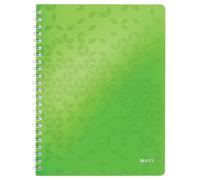 Leitz 46370054 A4 Flexible Cover Notebook, Green, Wire Bound, 80 Sheets, Ruled, 80 gsm Ivory Paper, WOW Range